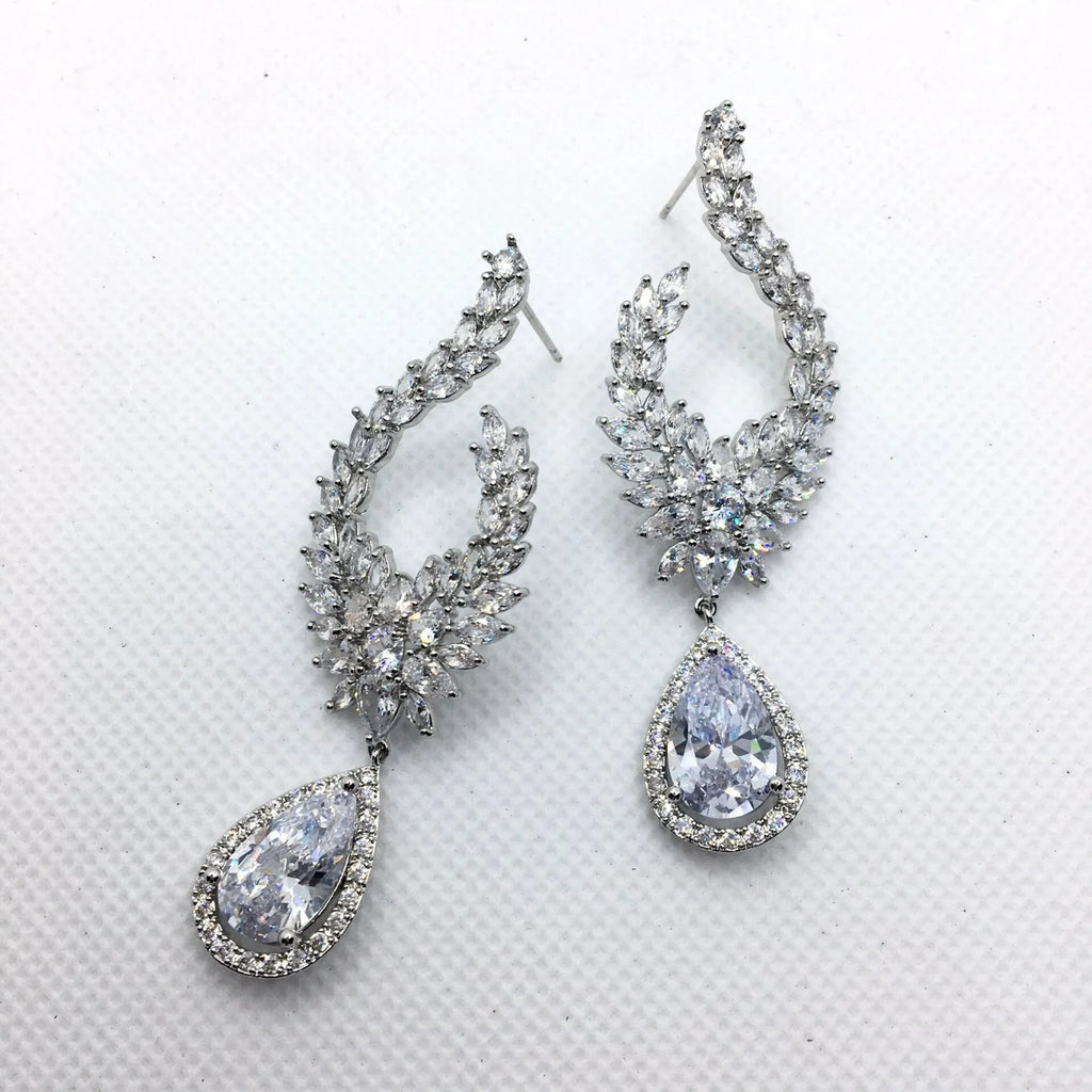 Wedding Jewelry - Cubic Zirconia Bridal Earrings - Available in Silver and Gold