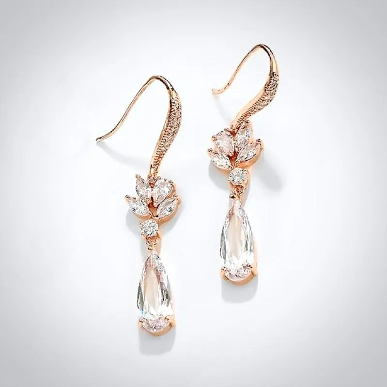 Wedding Jewelry - Cubic Zirconia Bridal Earrings - Available in Silver, Rose Gold and Yellow Gold