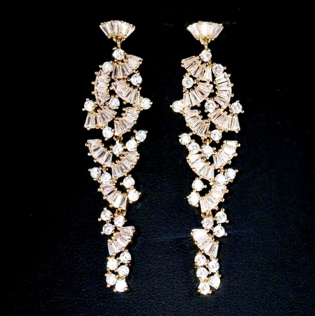 Wedding Jewelry - Cubic Zirconia Bridal Earrings - Available in Silver, Rose Gold and Yellow Gold