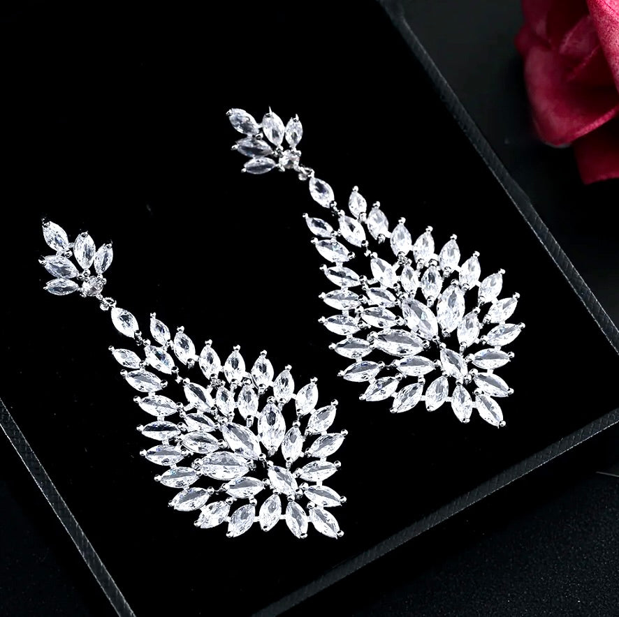 Wedding Jewelry - Cubic Zirconia Bridal Earrings - Available in Silver and Gold