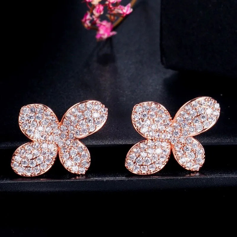 Wedding Jewelry - Cubic Zirconia Bridal Earrings - Available in Rose Gold and Silver