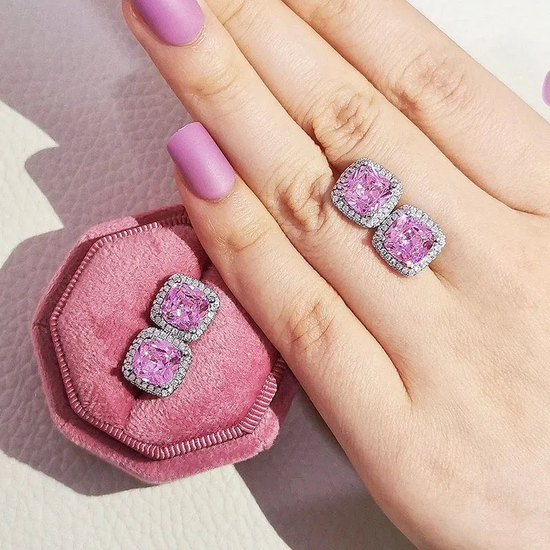 Wedding Jewelry - Square Cubic Zirconia Stud Earrings