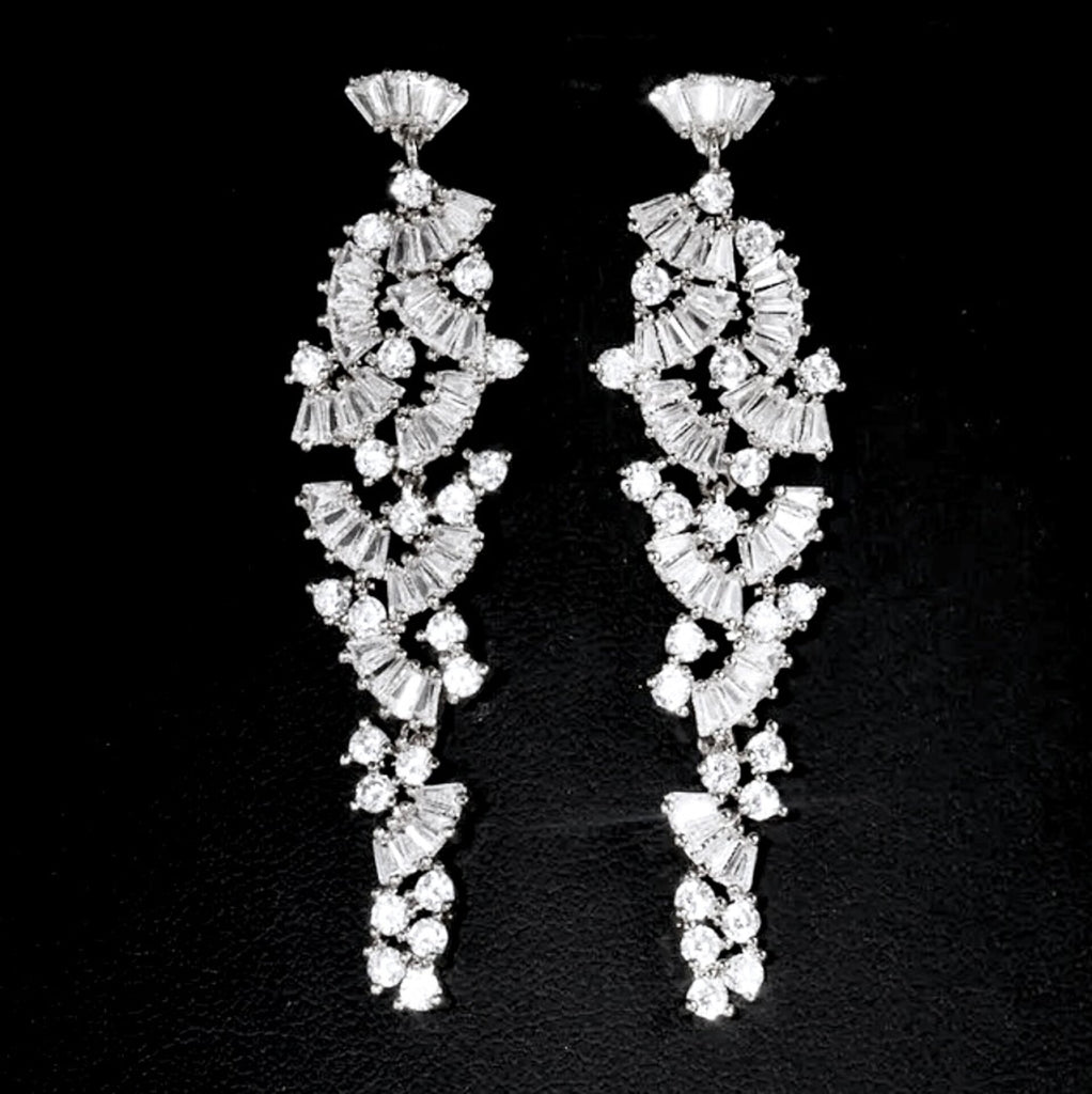 Wedding Jewelry - Cubic Zirconia Bridal Earrings - Available in Silver, Rose Gold and Yellow Gold