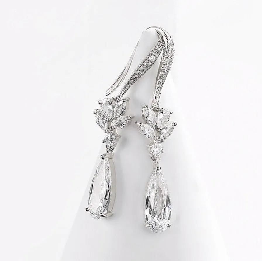 Wedding Jewelry - Cubic Zirconia Bridal Earrings - Available in Silver, Rose Gold and Yellow Gold