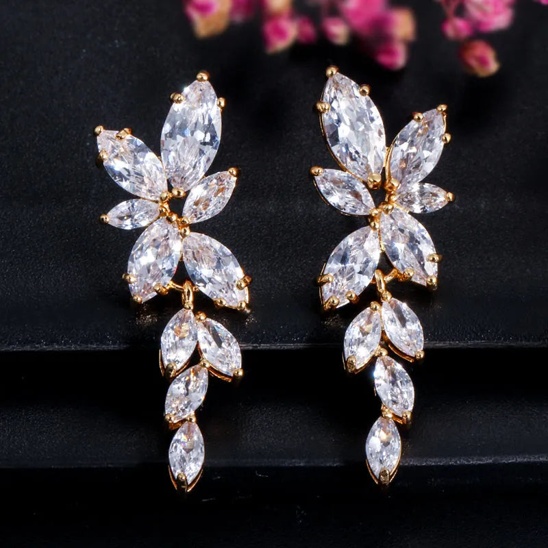 Wedding Jewelry - Cubic Zirconia Bridal Earrings - Available in Silver, Rose Gold and Yellow Gold