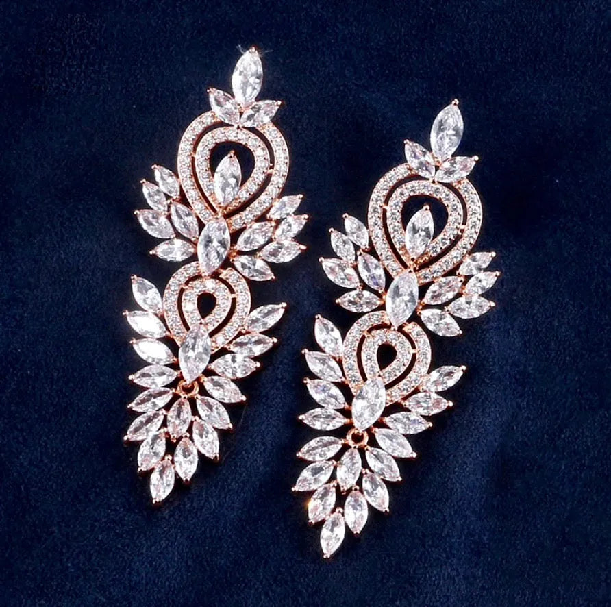 Wedding Jewelry - Cubic Zirconia Bridal Earrings - Available in Silver, Rose Gold and Yellow Gold