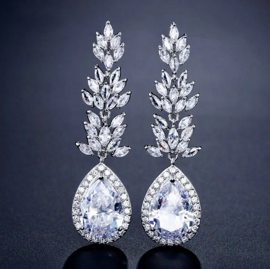 Wedding Jewelry - Cubic Zirconia Bridal Earrings - More Colors Available 