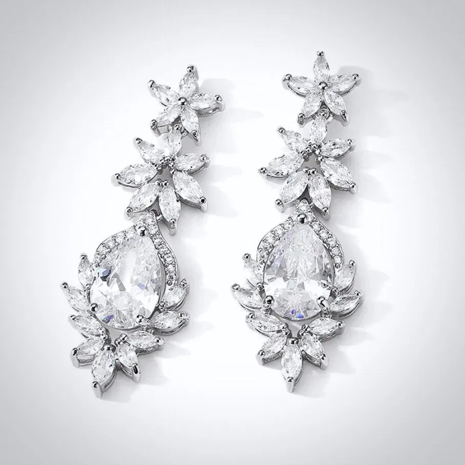 Wedding Jewelry - Cubic Zirconia Bridal Earrings - Available in Rose Gold, Silver and Yellow Gold