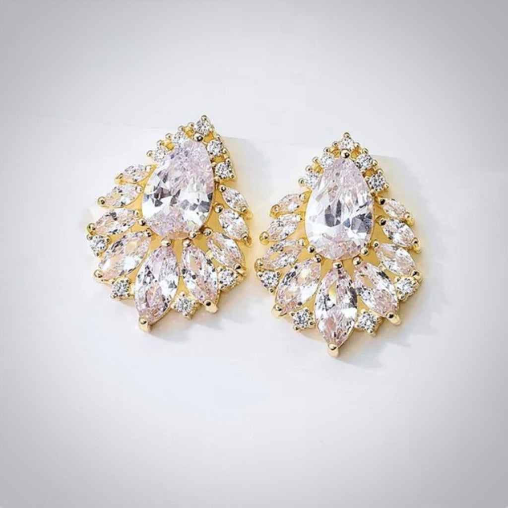 Wedding Jewelry - Cubic Zirconia Bridal Earrings - Available in Silver, Rose Gold and Yellow Gold 