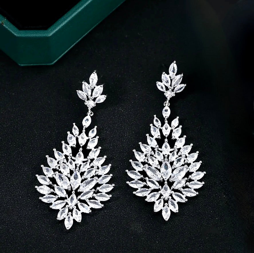 Wedding Jewelry - Cubic Zirconia Bridal Earrings - Available in Silver and Gold