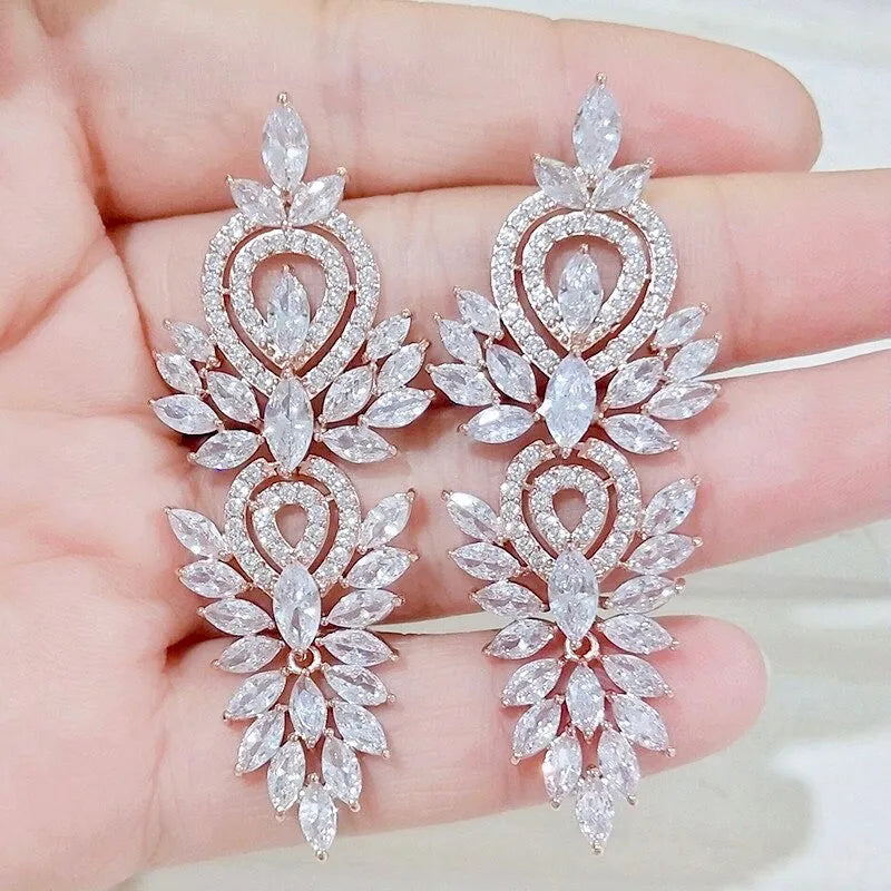 Wedding Jewelry - Cubic Zirconia Bridal Earrings - Available in Silver, Rose Gold and Yellow Gold