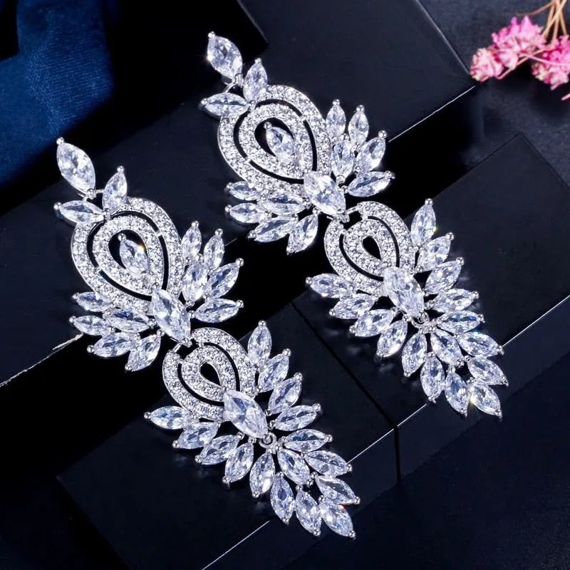 Wedding Jewelry - Cubic Zirconia Bridal Earrings - Available in Silver, Rose Gold and Yellow Gold