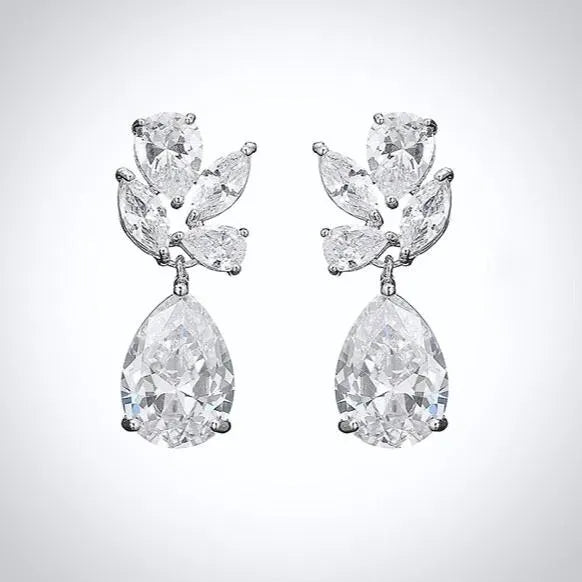 Wedding Jewelry - Cubic Zirconia Bridal Drop Earrings - Available in Rose Gold and Silver