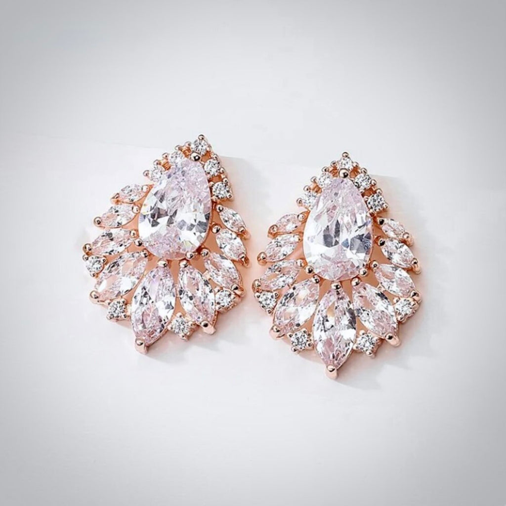 Wedding Jewelry - Cubic Zirconia Bridal Earrings - Available in Silver, Rose Gold and Yellow Gold 