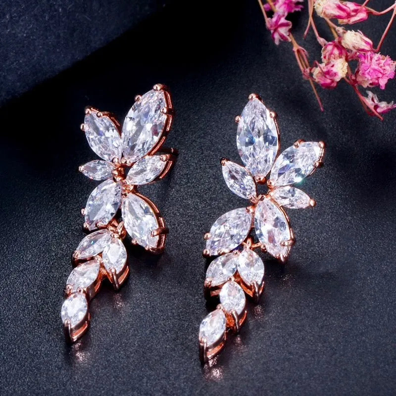 Wedding Jewelry - Cubic Zirconia Bridal Earrings - Available in Silver, Rose Gold and Yellow Gold