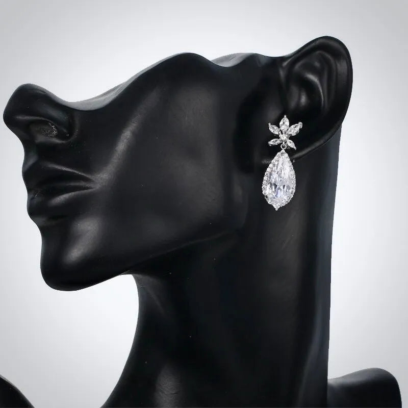 Wedding Jewelry - Cubic Zirconia Bridal Earrings - Available in Rose Gold and Silver