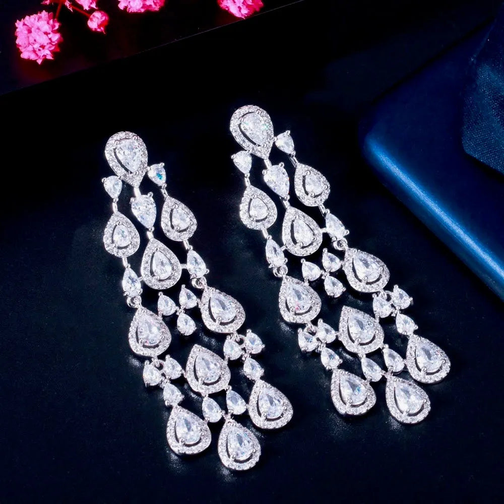 Wedding Jewelry - Luxurious Cubic Zirconia Bridal Earrings - Available in Silver and Gold