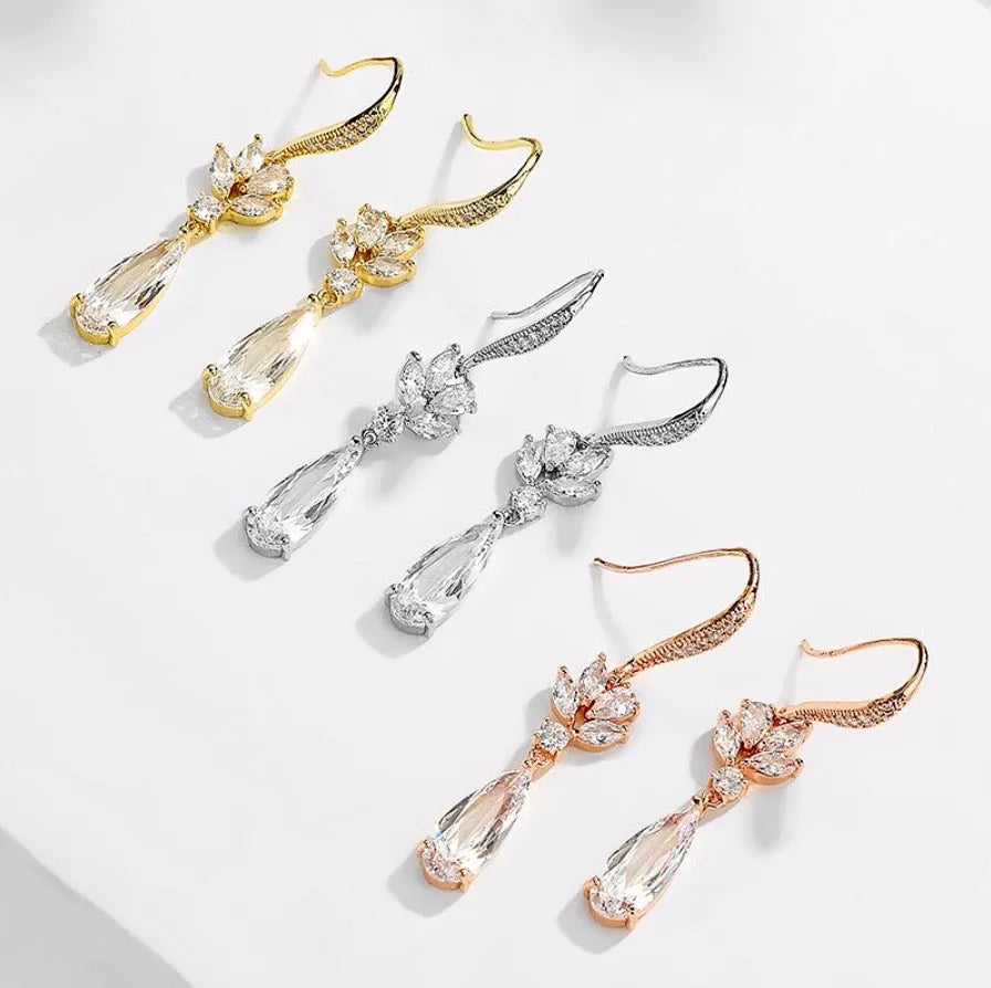 Wedding Jewelry - Cubic Zirconia Bridal Jewelry Set - Available Silver, Rose Gold and Yellow Gold