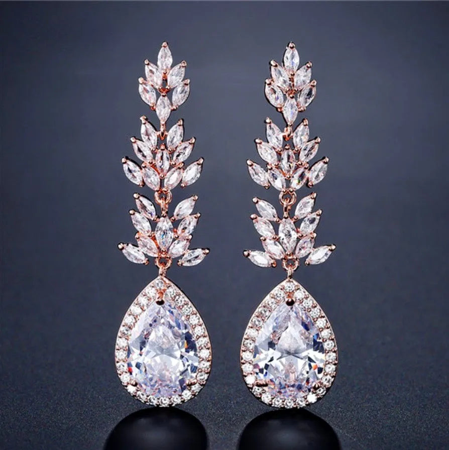 Wedding Jewelry - Cubic Zirconia Bridal Earrings - More Colors Available 