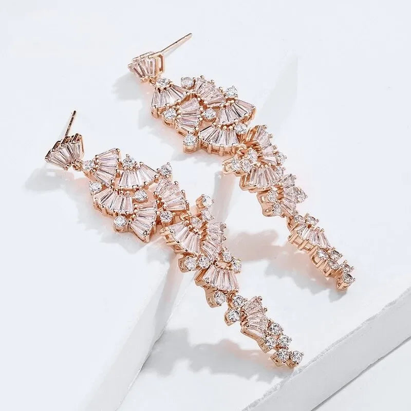 Wedding Jewelry - Cubic Zirconia Bridal Earrings - Available in Silver, Rose Gold and Yellow Gold