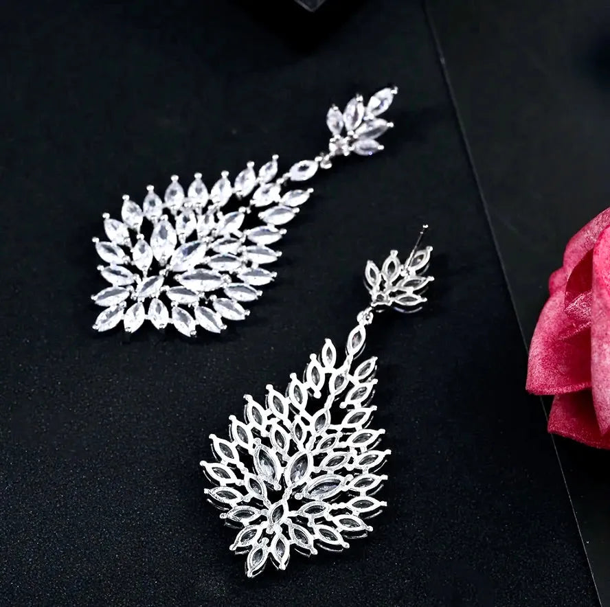 Wedding Jewelry - Cubic Zirconia Bridal Earrings - Available in Silver and Gold