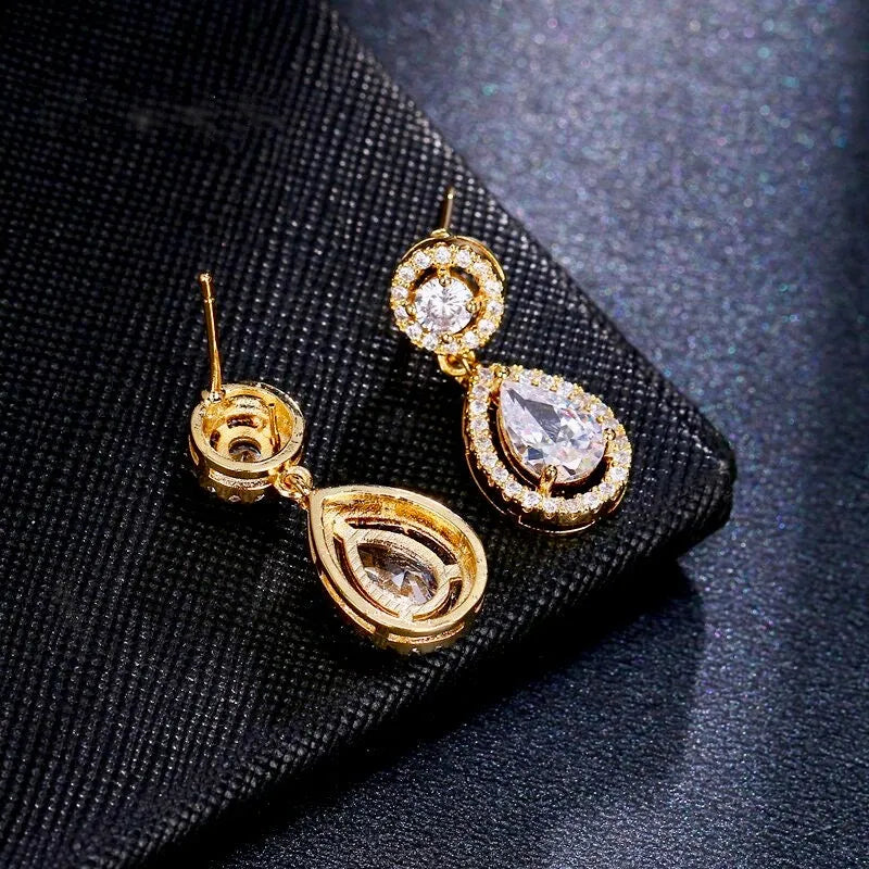 Wedding Jewelry - Cubic Zirconia Bridal Earrings - Available in Silver and Yellow Gold