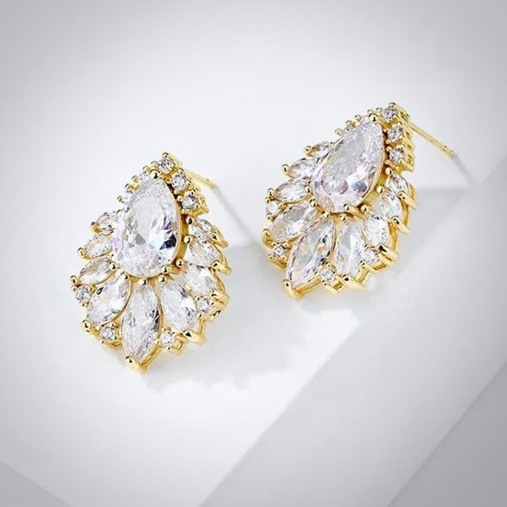 Wedding Jewelry - Cubic Zirconia Bridal Earrings - Available in Silver, Rose Gold and Yellow Gold 