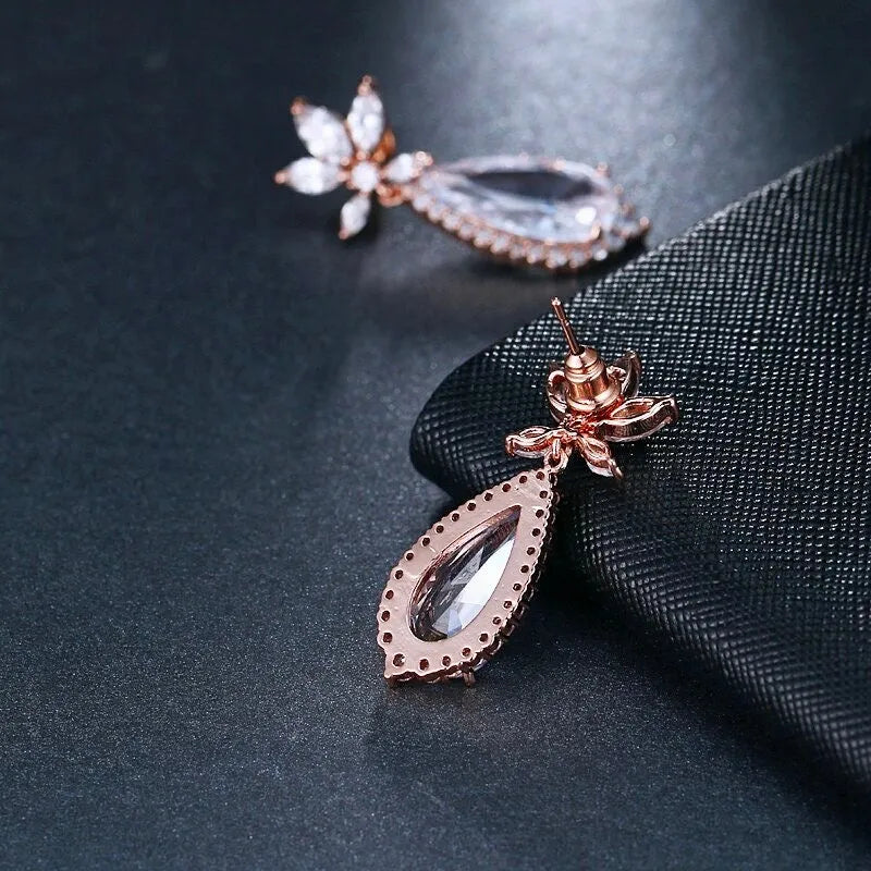 Wedding Jewelry - Cubic Zirconia Bridal Earrings - Available in Rose Gold and Silver