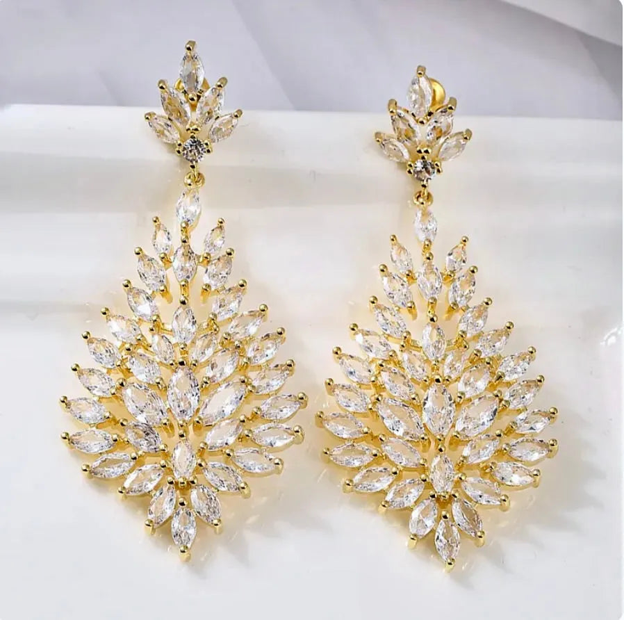 Wedding Jewelry - Cubic Zirconia Bridal Earrings - Available in Silver and Gold