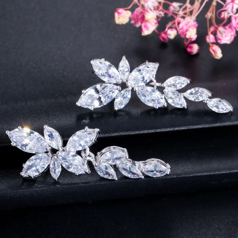 Wedding Jewelry - Cubic Zirconia Bridal Earrings - Available in Silver, Rose Gold and Yellow Gold