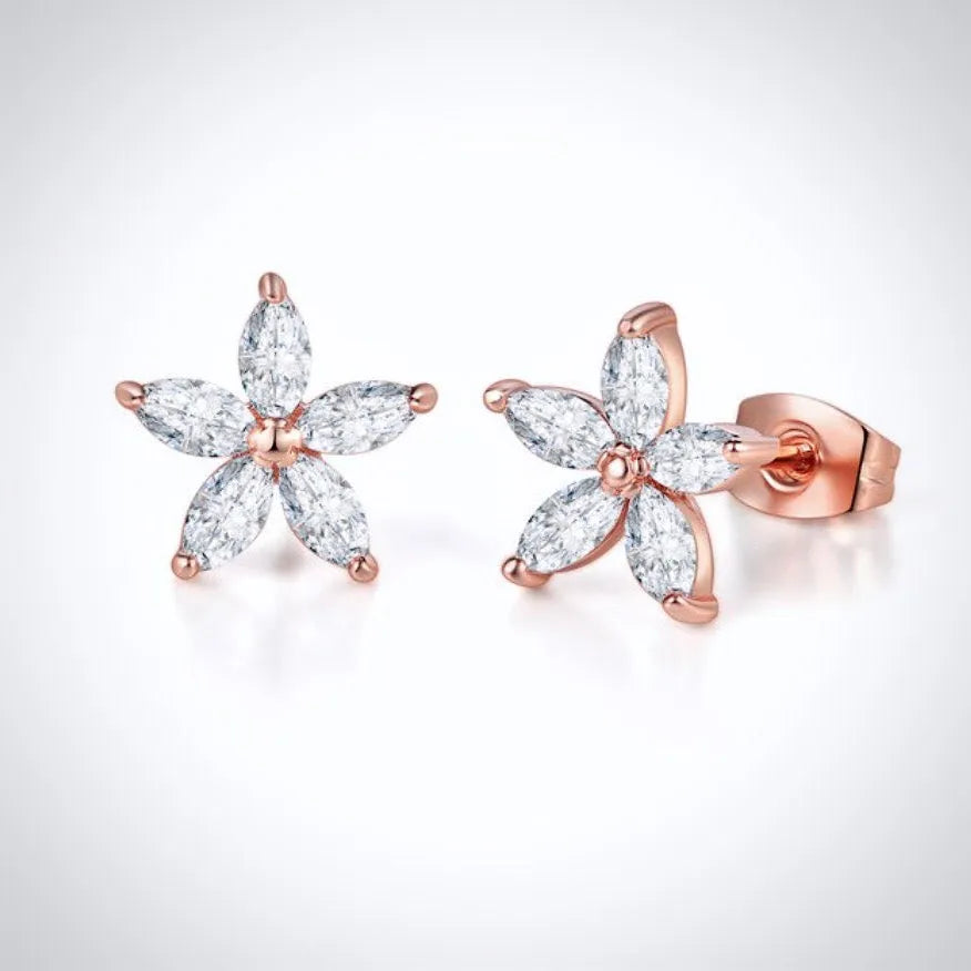 Wedding Jewelry - Cubic Zirconia Bridal Earrings - Available in Silver and Rose Gold