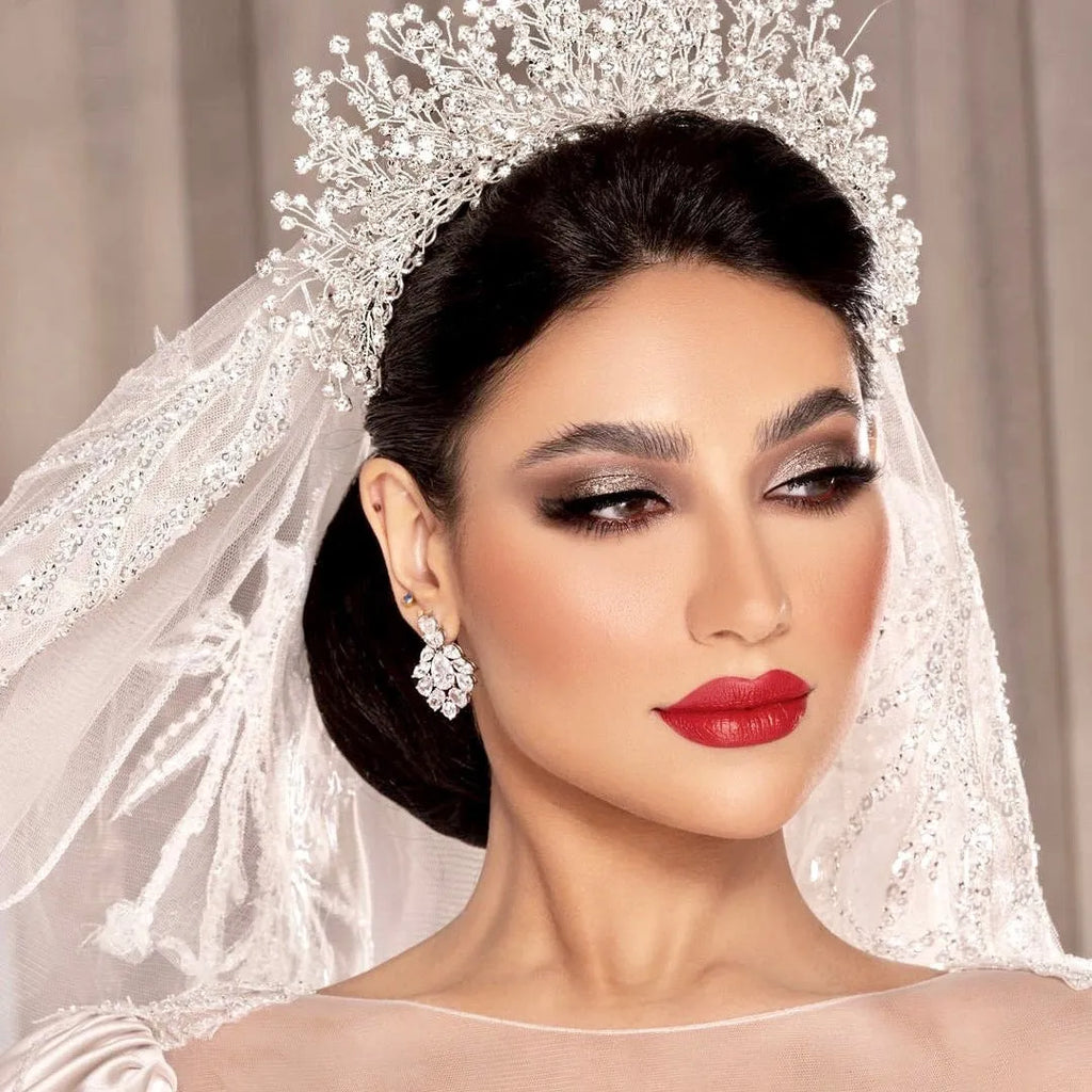 Wedding Jewelry - Silver Cubic Zirconia Bridal Earrings