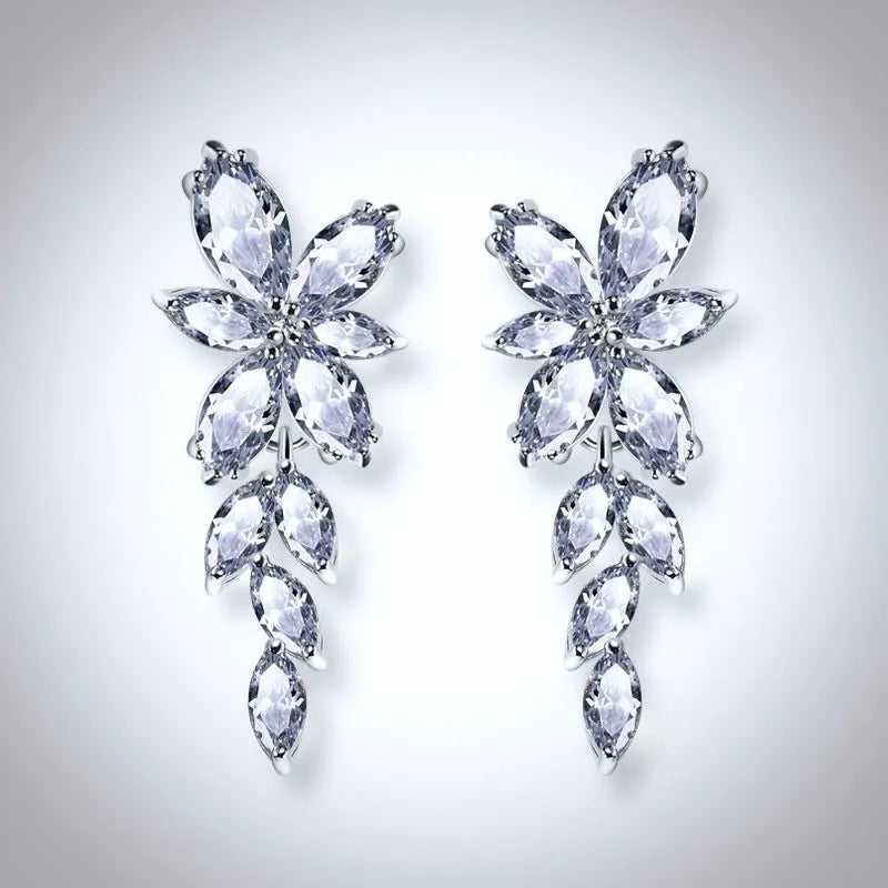 Wedding Jewelry - Cubic Zirconia Bridal Earrings - Available in Silver, Rose Gold and Yellow Gold
