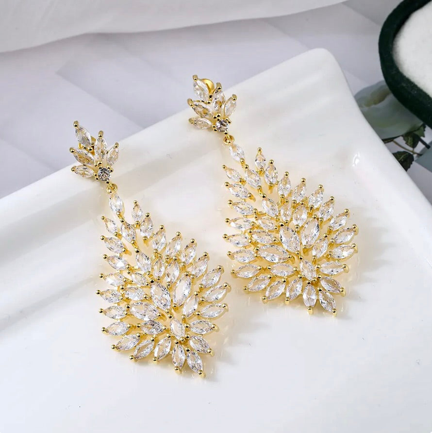 Wedding Jewelry - Cubic Zirconia Bridal Earrings - Available in Silver and Gold