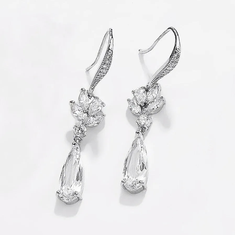 Wedding Jewelry - Cubic Zirconia Bridal Earrings - Available in Silver, Rose Gold and Yellow Gold