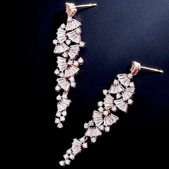 Wedding Jewelry - Cubic Zirconia Bridal Earrings - Available in Rose Gold and Silver