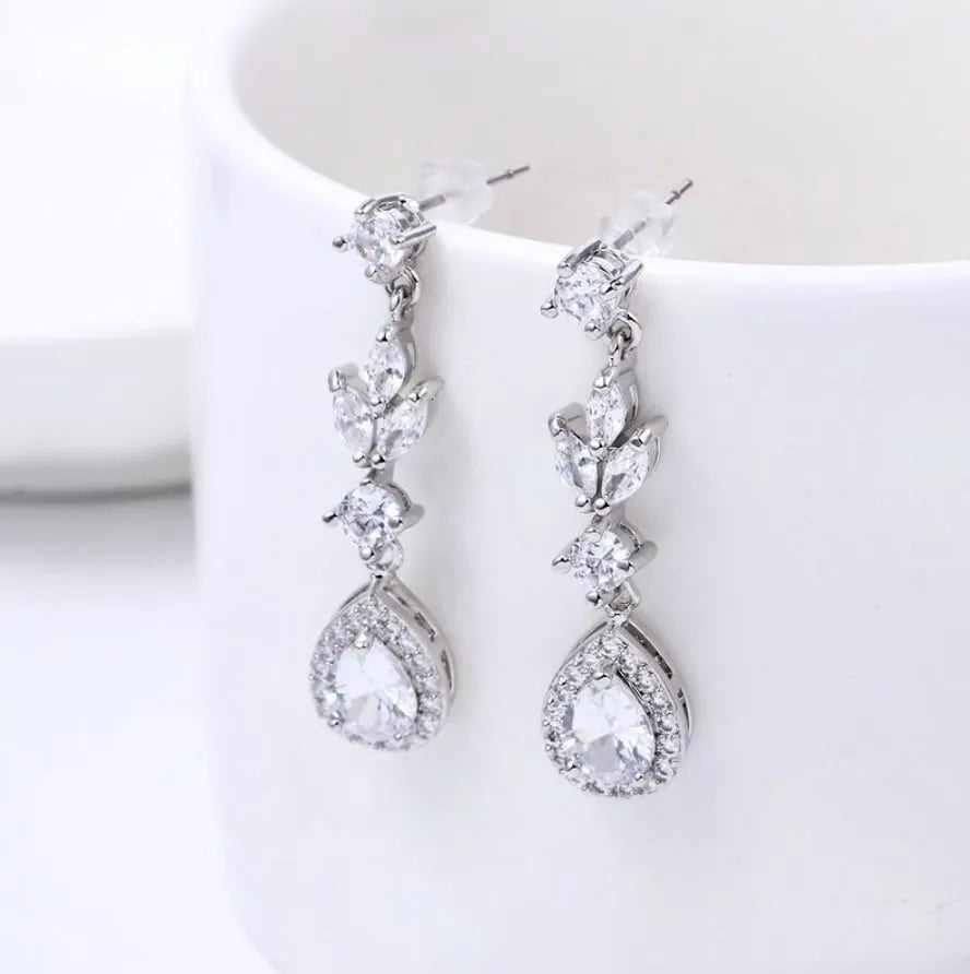 Wedding Jewelry - Cubic Zirconia Bridal Earrings - Available in Rose Gold, Silver and Yellow Gold