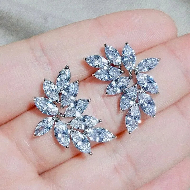 Wedding Jewelry - Cubic Zirconia Bridal Earrings - Available in Silver, Rose Gold and Yellow Gold