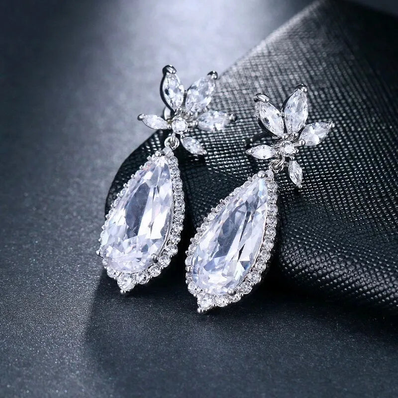 Wedding Jewelry - Cubic Zirconia Bridal Earrings - Available in Rose Gold and Silver
