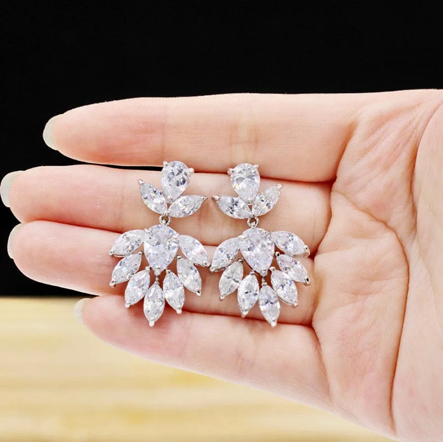 Wedding Jewelry - Cubic Zirconia Bridal Earrings - Available in Silver, Rose Gold and Yellow Gold 