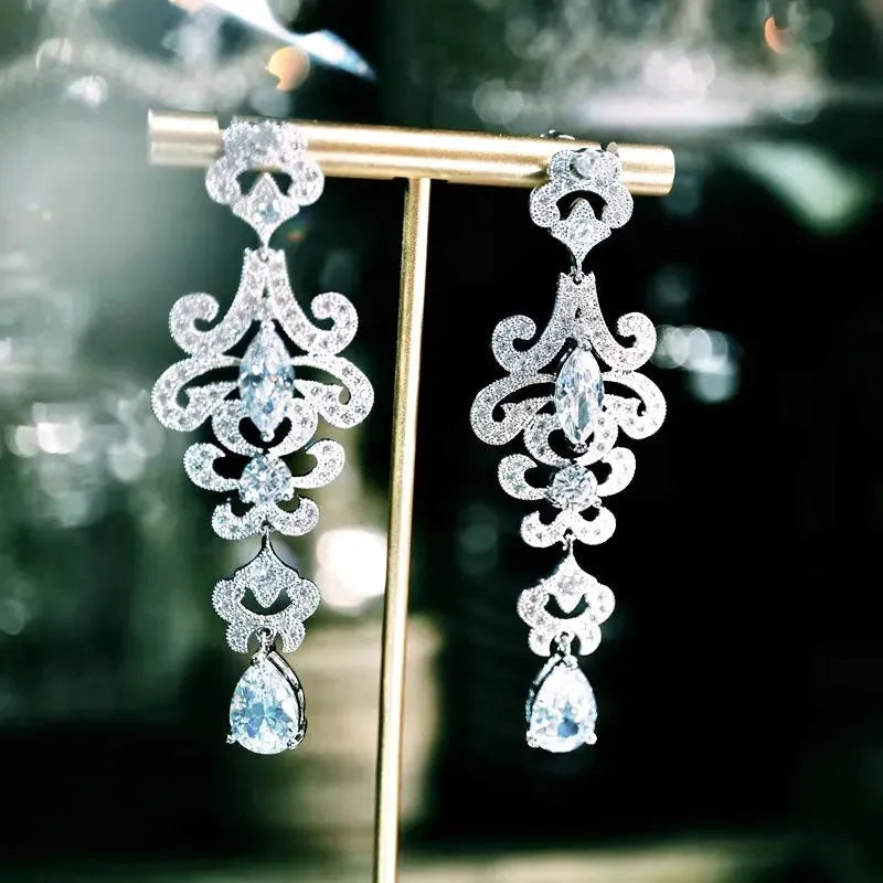 Wedding Jewelry - Cubic Zirconia Bridal Earrings - Available in Silver and Rose Gold
