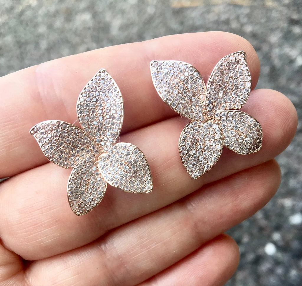Wedding Jewelry - Cubic Zirconia Bridal Earrings - Available in Silver, Rose Gold and Yellow Gold
