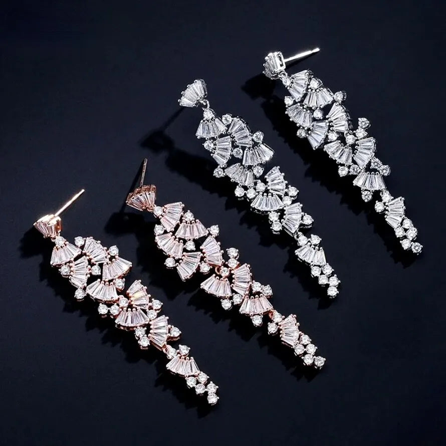 Wedding Jewelry - Cubic Zirconia Bridal Earrings - Available in Rose Gold and Silver