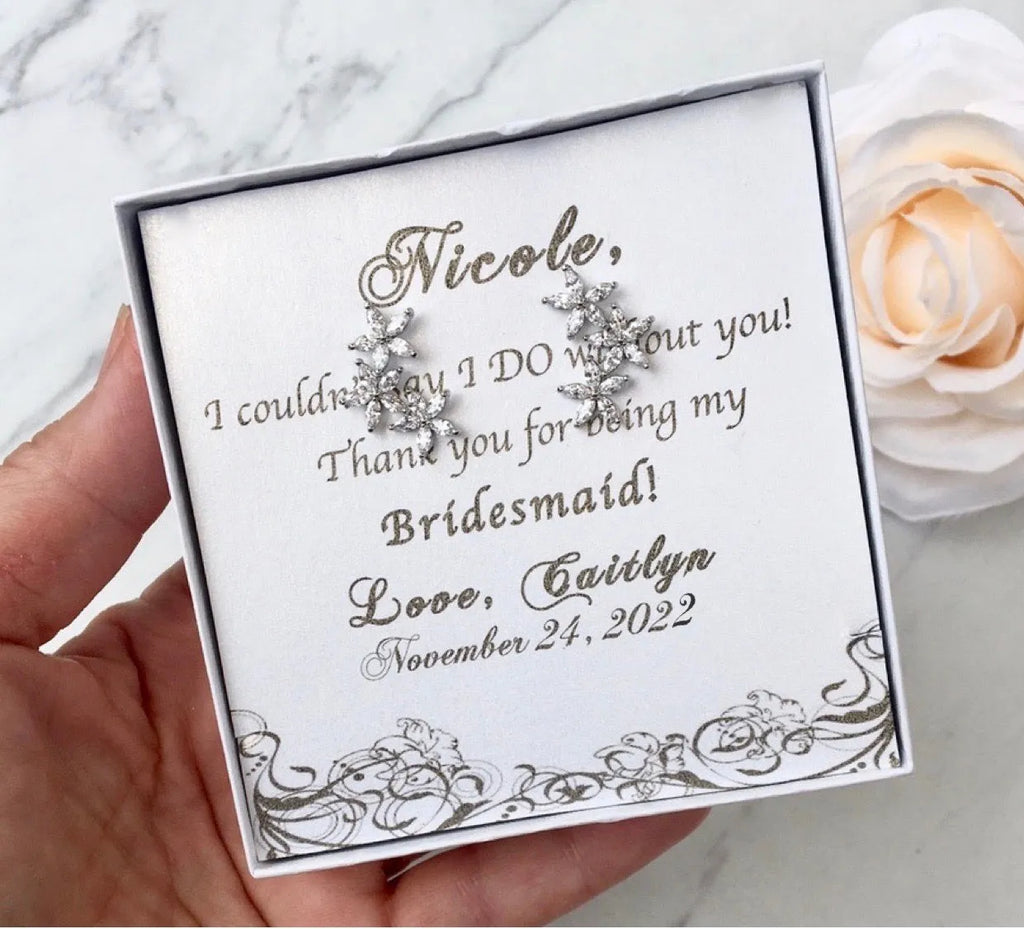 Wedding Jewelry - CZ Bridal Earrings, Bridesmaids Gift