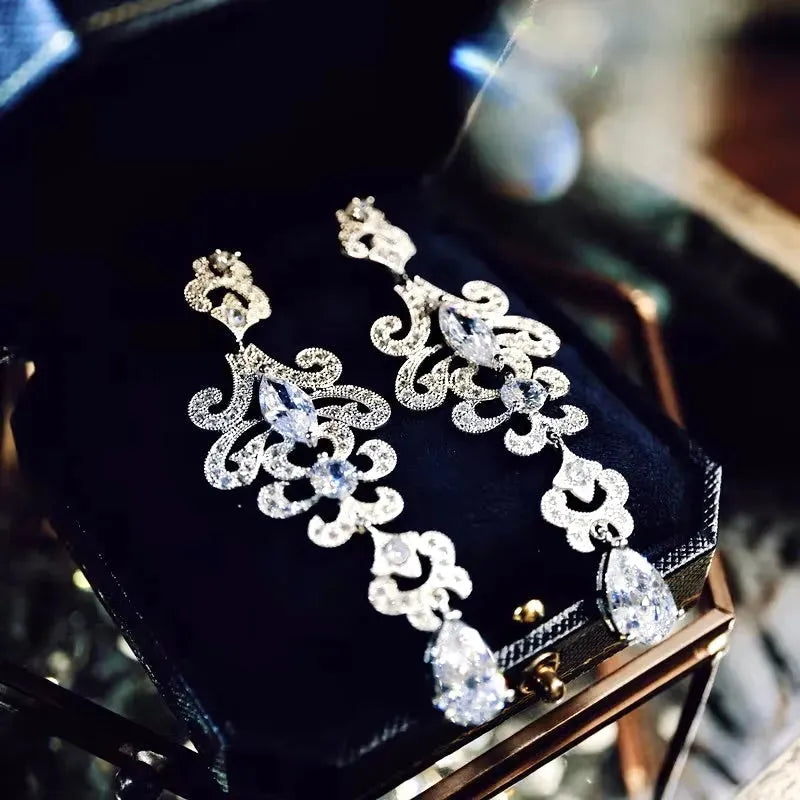 Wedding Jewelry - Cubic Zirconia Bridal Earrings - Available in Silver and Rose Gold