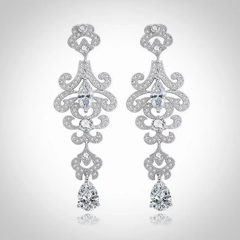 Wedding Jewelry - Cubic Zirconia Bridal Earrings - Available in Silver and Rose Gold