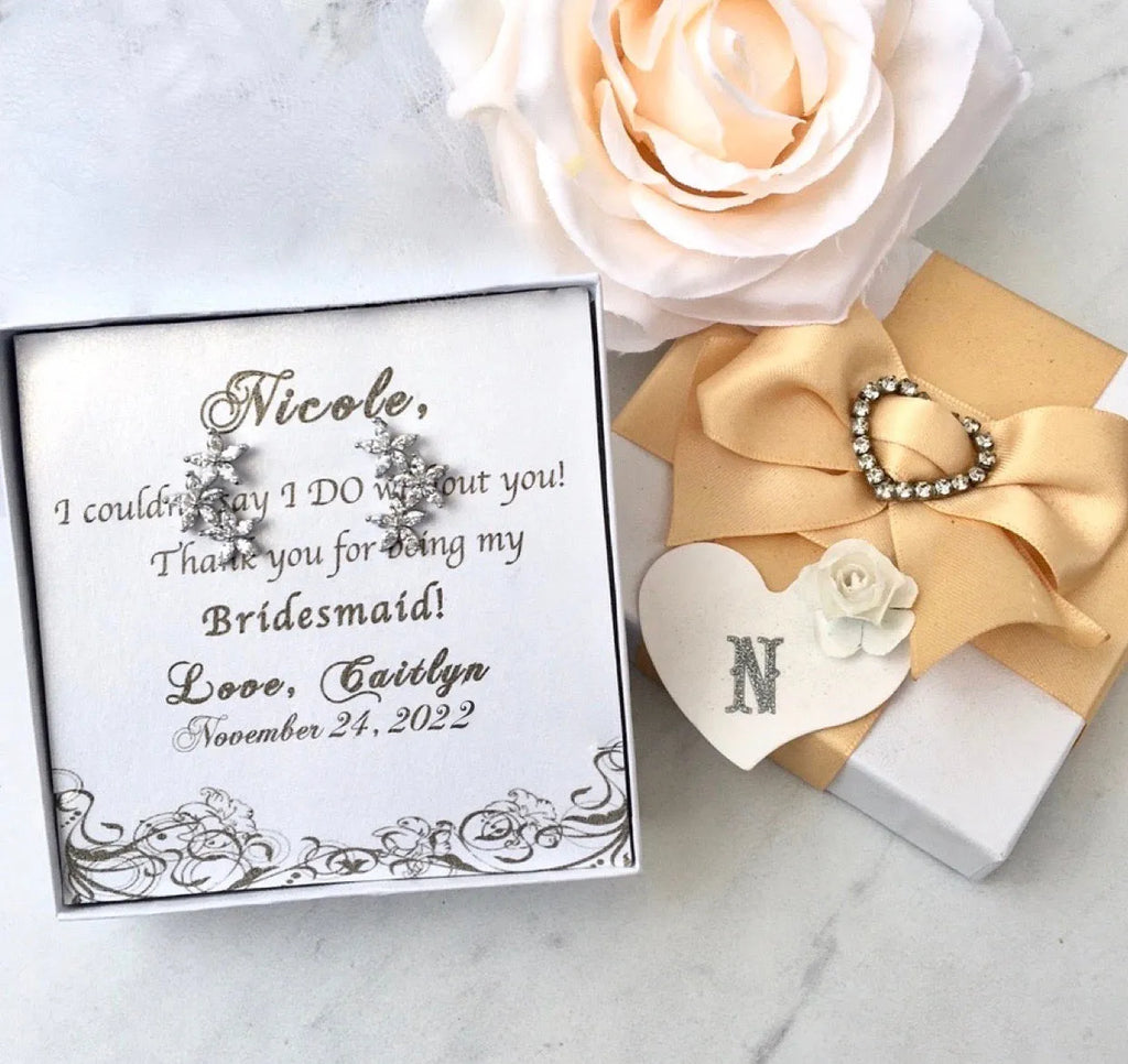 Wedding Jewelry - CZ Bridal Earrings, Bridesmaids Gift