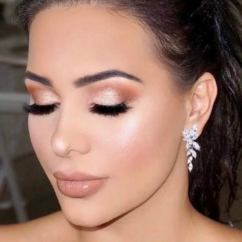 Wedding Jewelry - Cubic Zirconia Bridal Earrings - Available in Silver, Rose Gold and Yellow Gold