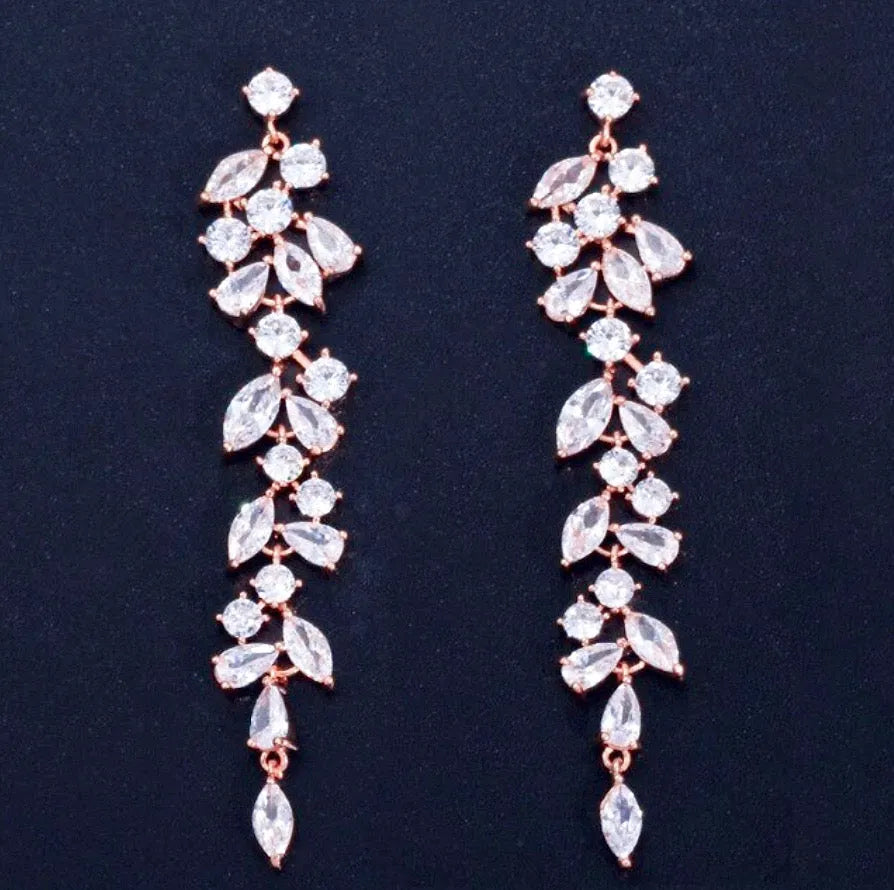 Wedding Jewelry - Cubic Zirconia Bridal Earrings - Available in Silver, Rose Gold and Yellow Gold