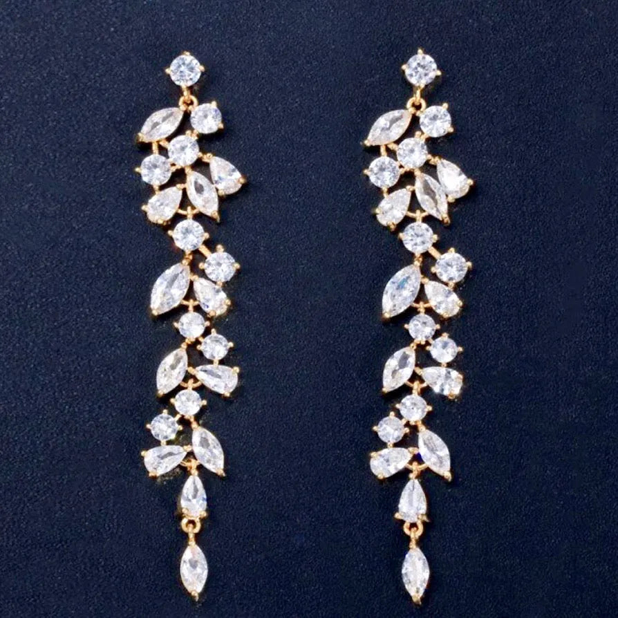 Wedding Jewelry - Cubic Zirconia Bridal Earrings - Available in Silver, Rose Gold and Yellow Gold